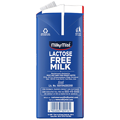 Milky Mist Lactose Free Toned Milk - UHT Sterilized, 750 ml  Easy To Digest