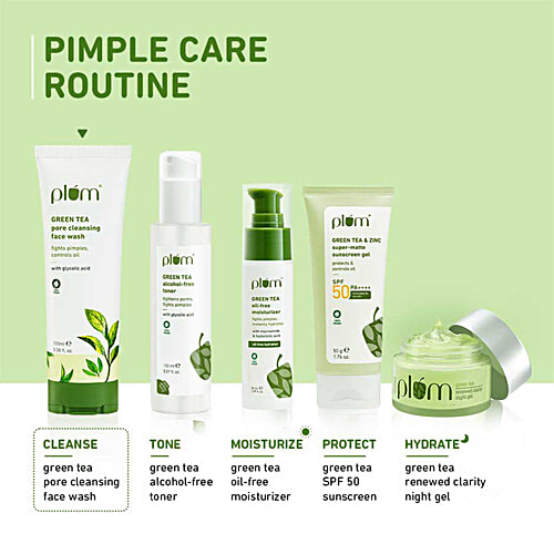 Plum Green Tea Pore Cleansing Face Wash - With Glycolic Acid, 100 ml  Fights Pimples, Controls Oil