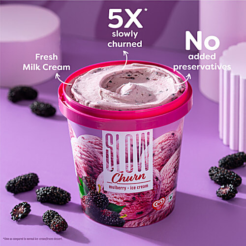 Kwality Wall's Slow Churn Mulberry Ice Cream, 500 ml  