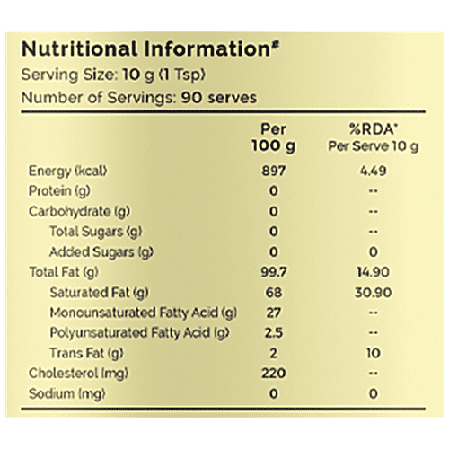 Auric Bilona Cow Ghee - Pure & Natural Desi Ghee, 1 L Glass Jar Pure & Natural Desi Ghee, Traditional Curd-Churned