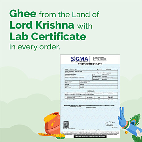 Auric Bilona Cow Ghee - Pure & Natural Desi Ghee, 1 L Glass Jar Pure & Natural Desi Ghee, Traditional Curd-Churned