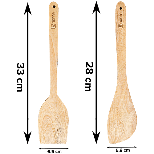 bb home Wooden Spatula & Turner Set - 30cm, 2 pcs  