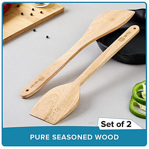 bb home Wooden Spatula & Turner Set - 30cm, 2 pcs  