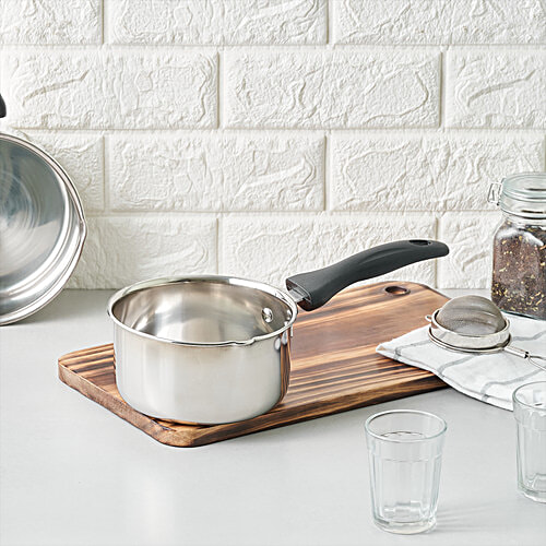 bb home Flat Bottom Stainless Steel Saucepan - Size 10, 1.1 L  