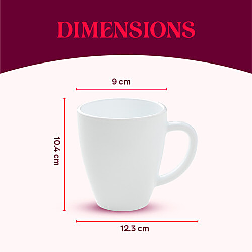 Larah by Borosil Polka Blue Opalware Mugs - White, 390 ml  