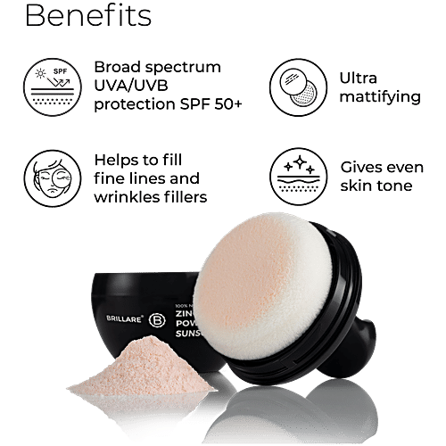 Brillare Zinc Powder Sunscreen - SPF 50, For Oil Free Sun Protection, 4 g  