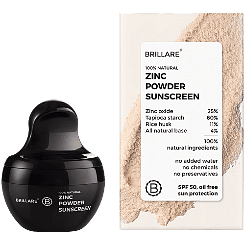 Brillare Zinc Powder Sunscreen - SPF 50, For Oil Free Sun Protection, 4 g  