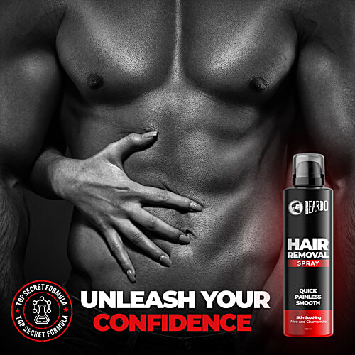 Beardo Hair Removal Spray For Men - Skin Soothing, Aloe & Chamomile, 200 ml  Skin Soothing Aloe & Chamomile, Long Lasting Smoothness, Quick & Painless Hair Removal in 8 minutes