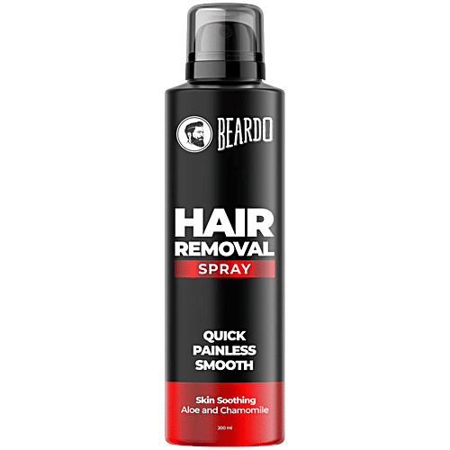 Beardo Hair Removal Spray For Men - Skin Soothing, Aloe & Chamomile, 200 ml  Skin Soothing Aloe & Chamomile, Long Lasting Smoothness, Quick & Painless Hair Removal in 8 minutes