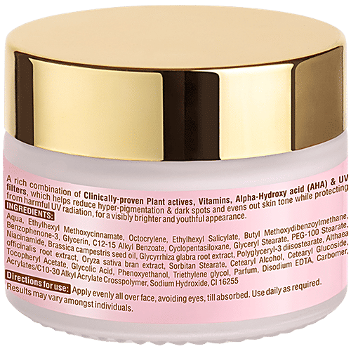 R&G Rose and Gold Face Cream - With SPF15, Skin Brightening, Glycolic Acid, Vitamin E, Niacinamide, 50 ml