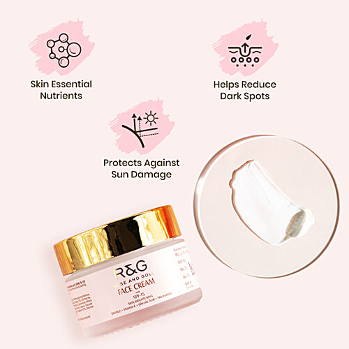 R&G Rose and Gold Face Cream - With SPF15, Skin Brightening, Glycolic Acid, Vitamin E, Niacinamide, 50 ml