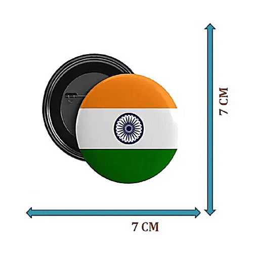 Creative Space Indian National Flag Theme Lapel Pin Badge Brooch - Round | 5cm, 2 pcs  