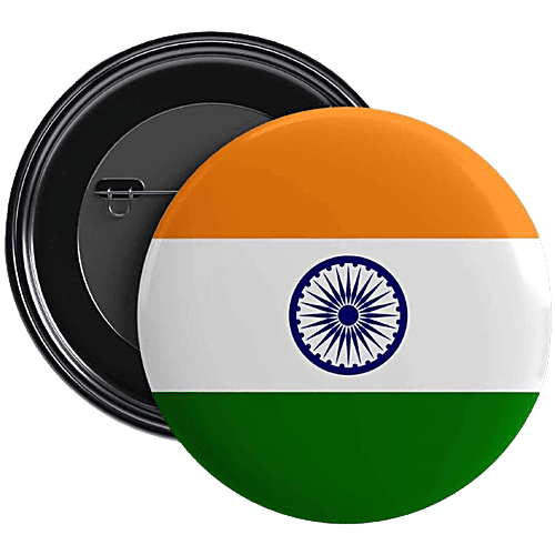 Creative Space Indian National Flag Theme Lapel Pin Badge Brooch - Round | 5cm, 2 pcs  