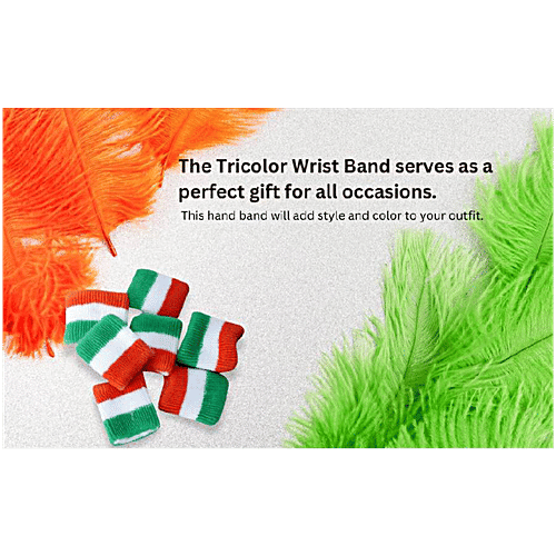 Creative Space Tricolour Indian Wrist Band - For Republic Day Celebrations, Unisex, Free Size, 2 pcs  