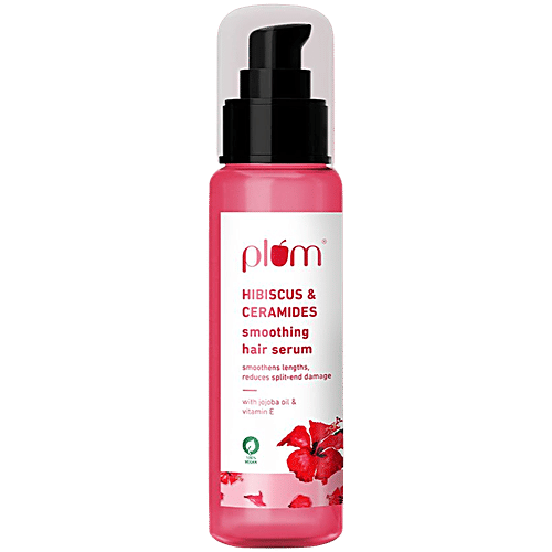 Plum Hibiscus & Ceramides Smoothing Hair Serum - Smoothens, Reduces Split End Damage, 75 ml