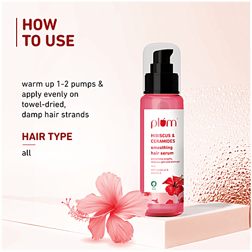 Plum Hibiscus & Ceramides Smoothing Hair Serum - Smoothens, Reduces Split End Damage, 75 ml