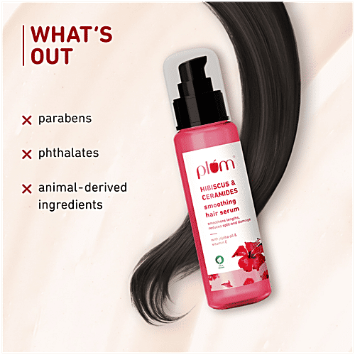 Plum Hibiscus & Ceramides Smoothing Hair Serum - Smoothens, Reduces Split End Damage, 75 ml
