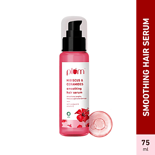 Plum Hibiscus & Ceramides Smoothing Hair Serum - Smoothens, Reduces Split End Damage, 75 ml