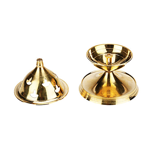 Prime-Metal Brass Akhand Jyoti Diya - With Clear Glass, Golden, 1 pc  