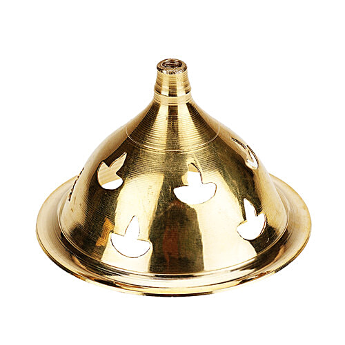 Prime-Metal Brass Akhand Jyoti Diya - With Clear Glass, Golden, 1 pc  