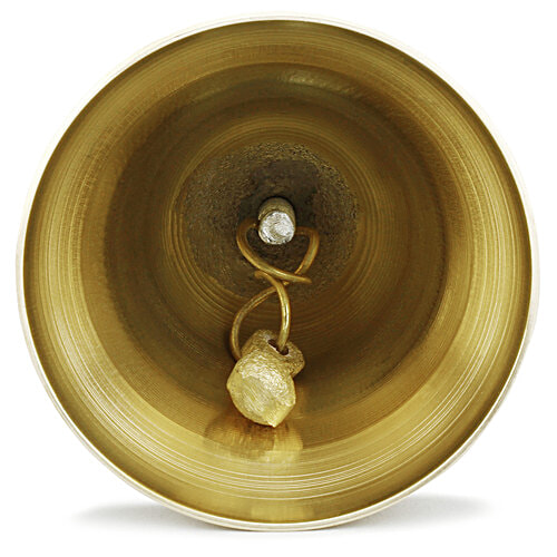 Prime-Metal Mandir Bell With Wooden Stand - White, 1 pc