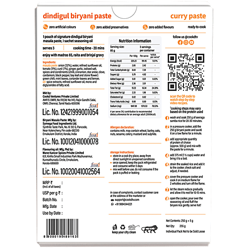 Cookd Dindigul Biryani Paste, 255 g  