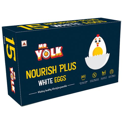 Mr Yolk Nourish Plus White Eggs, 15 pcs Tray 