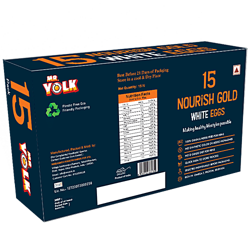 Mr Yolk Nourish Gold White Eggs, 15 pcs Tray Pack 