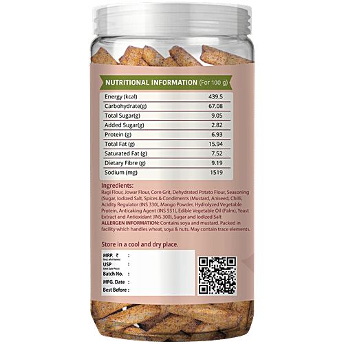 Desi Nutri Ragi Sticks - Achari Masti, 120 g Baked Not Fried, Source Of Iron, High In Protein