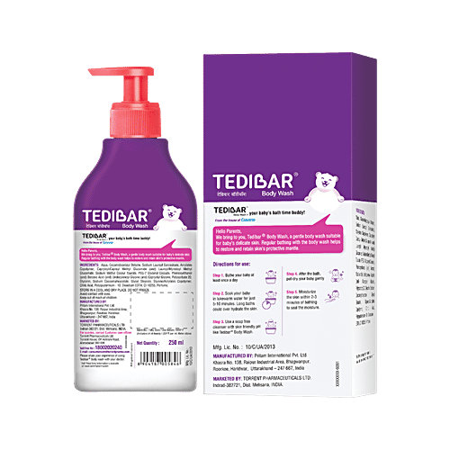 Tedibar Gentle Baby Body Wash, 250 ml  Skin Friendly pH, 100% Soap & Alkali Free