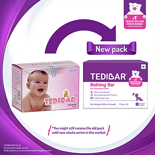 Tedibar Bathing Bar, 75 g (Pack of 3) 