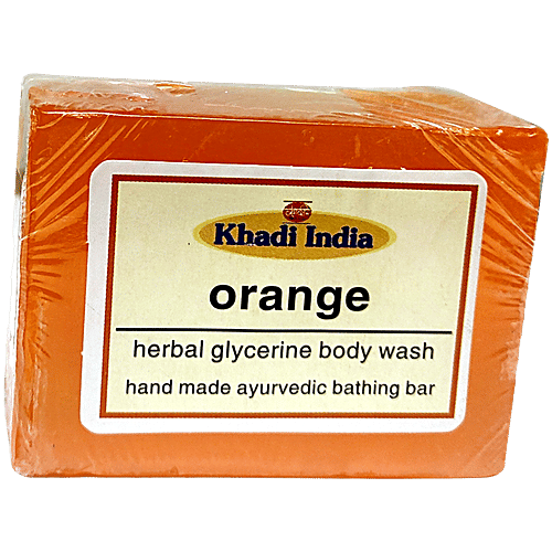Khadi India Shri Manav Herbal Orange Glycerine Body Wash Bathing Bar, 125 g