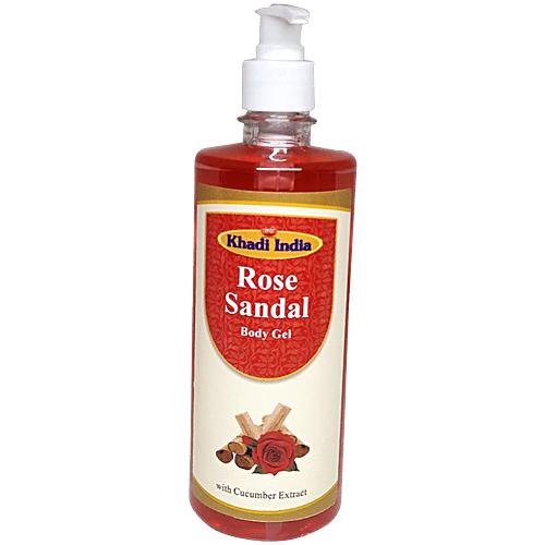 Khadi India Rose Sandal Body Gel - With Cucumber Extract, 500 ml