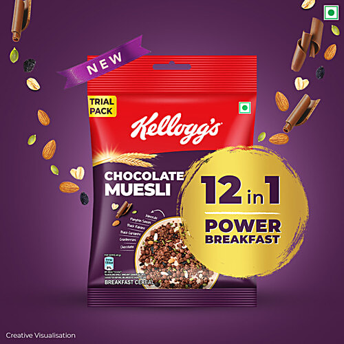 Kellogg's Chocolate Muesli 12 In 1 Power Breakfast Cereal, 60 g  
