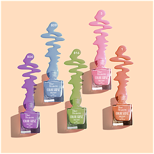 Blue Heaven Color Shine Mini Nail Paint Kit, 25 ml (Pack of 5) Glossy Gel Finish, Quick Dry, Long Lasting, Chip Resistant