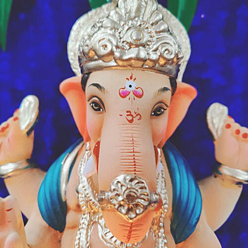 House of Festivals Ganpati Clay Murti/Ganesha Idol - Eco-Friendly, 30 cm, HOF-GI-Bang-12-4, 1 pc