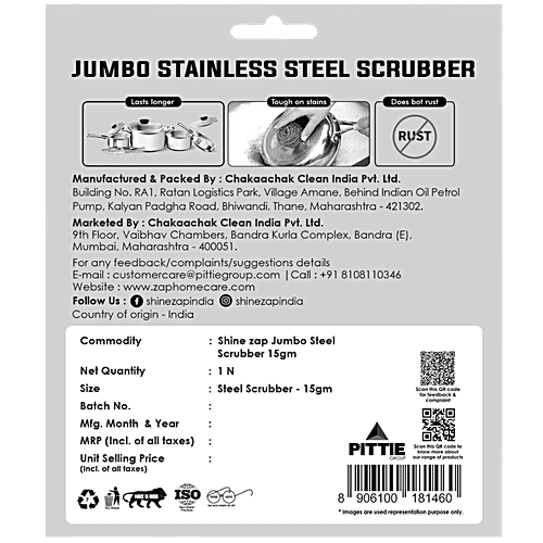Shinezap Jumbo Stainless-Steel Scrubber, 1 pc