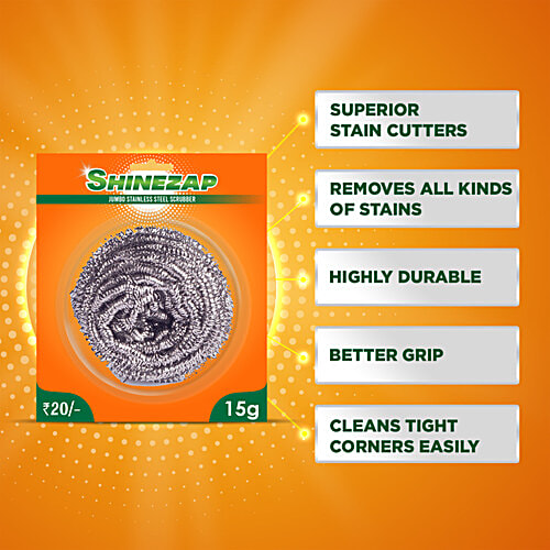 Shinezap Jumbo Stainless-Steel Scrubber, 1 pc