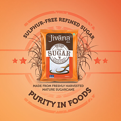 Jivana Classic Sugar - Premium Quality, Sulphurless, Pure & Hygeinic, 1 kg  Refined Sugar, Sulphur less Process, Premium Quality
