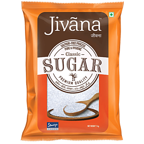 Jivana Classic Sugar - Premium Quality, Sulphurless, Pure & Hygeinic, 1 kg  Refined Sugar, Sulphur less Process, Premium Quality