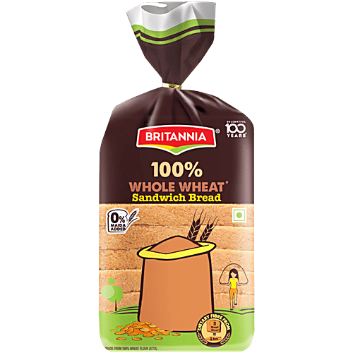 Buy Britannia 100 Whole Wheat Sandwich Bread Online at Best Price of