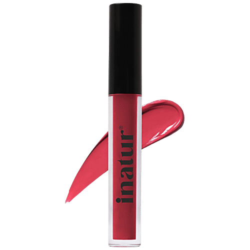 Inatur Matt Liquid Lip Colour With Hyaluronic Acid & Collagen, 2 ml Cherry Rush Lightweight, Easy To Glide, Long Lasting Matt Finish, Non Sticky