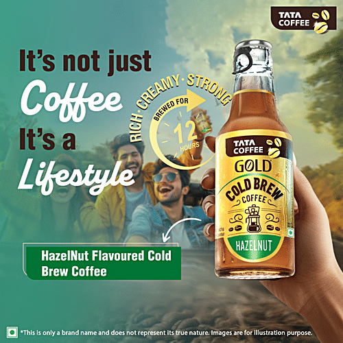 Tata Coffee Gold Hazelnut Flavoured Cold Brew Coffee, 200 ml Rich, Creamy, Ready To Drink, Flavoured Milk