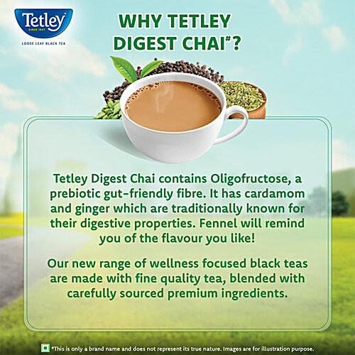 Tetley Digest Chai Flavoured Black Tea - With Prebiotic Fibre, 200 g  