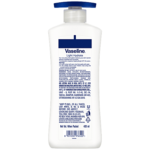 Vaseline Intensive Care Light Hydrate Body Lotion, 400 ml  For Hydration Boost