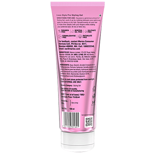 Livon Style Pro Styling Gel - With Matcha & Proteins, 100 ml 24-Hour Hold