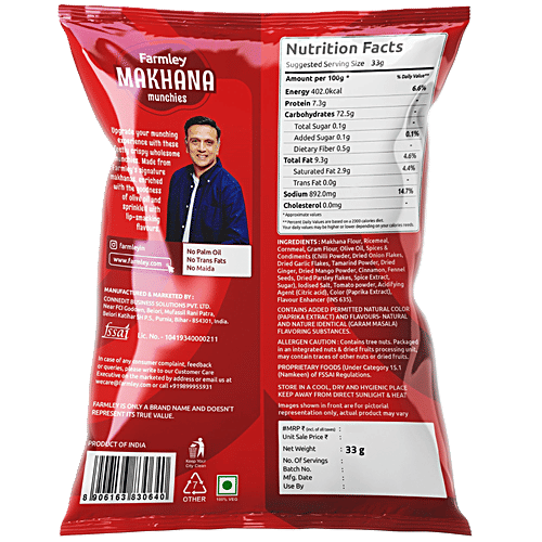 Farmley Andhra Masala Makhana Munchies, 33 g  Made with Makhana Flour, Roasted in Olive Oil