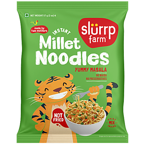 Slurrp Farm Instant Millet Noodles - Yummy Masala, 57 g  No Maida, No Preservatives, Not Fried