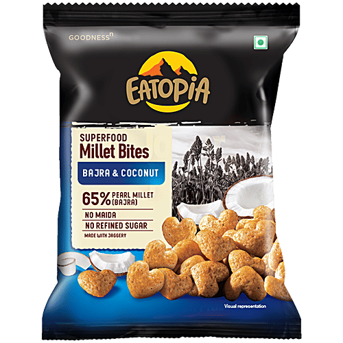Eatopia Superfood Millet Bites - Bajra & Coconut, Made With Jaggery, 50 g  
