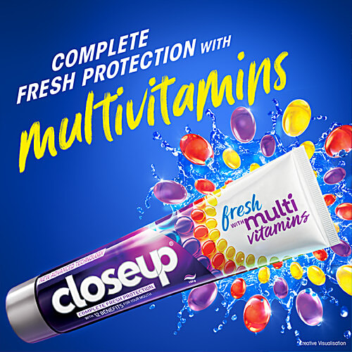 Closeup Complete Fresh Protection Gel Toothpaste - With Multi Vitamin Formula, Gives 12 Oral Care Benefits, 150 g  